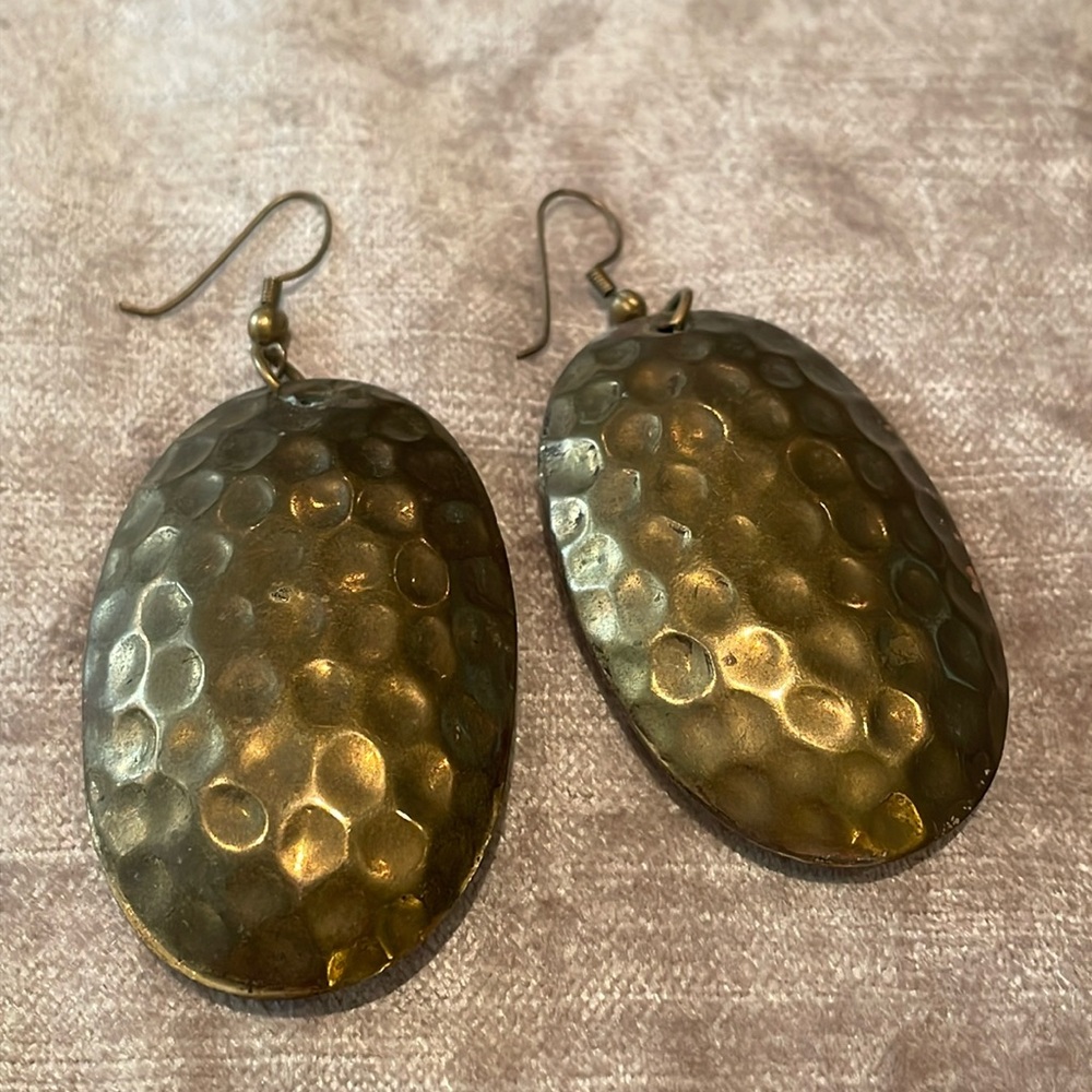Brass Honeycomb Puffy Earrings